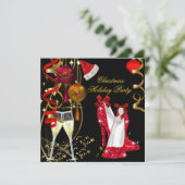 Weihnachts-Party Champagne Einladung (Stehend Vorderseite)