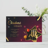 Weihnachts-Party Champagner-Brille Einladung (Stehend Vorderseite)