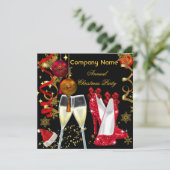 Weihnachts-Party Champagner Heelse Einladung (Stehend Vorderseite)