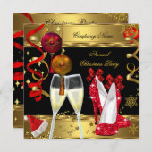 Weihnachts-Party Champagner Heelse Einladung (Vorne/Hinten)