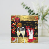 Weihnachts-Party Champagner Heelse Einladung (Stehend Vorderseite)