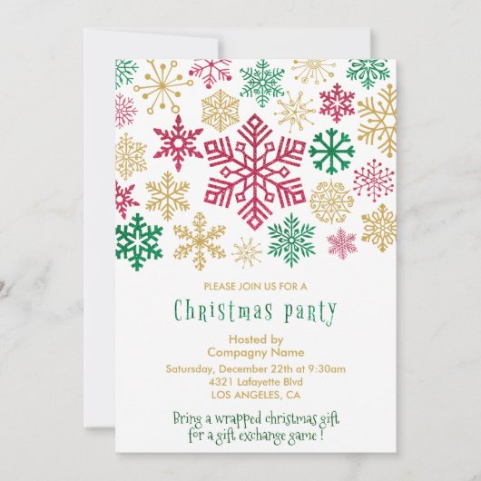 Weihnachts-Party Chic Snowflakes Einladung (Vorderseite)