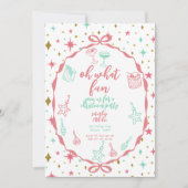 Weihnachts-Party | Cocktails und Ornamente Einladung (Vorderseite)