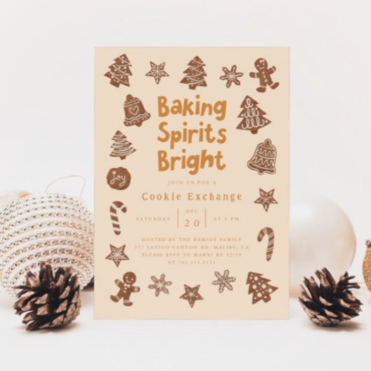 Weihnachts-Party-Cookie Exchange Gelbe Einladung