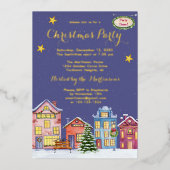 Weihnachts-Party des Snow Village Folieneinladung (Vorderseite)