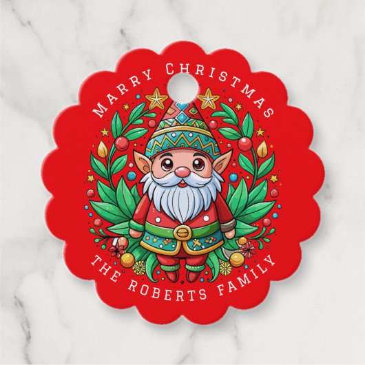 Weihnachts-Party des Weihnachtsmanns Geschenkanhänger (Vorderseite)