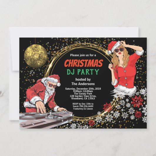 Weihnachts-Party DJ Disco tanzen schmutzig santa g Einladung (Vorderseite)