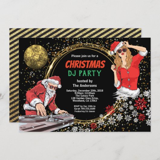 Weihnachts-Party DJ Disco tanzen schmutzig santa g Einladung (Vorne/Hinten)