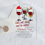 Weihnachts-Party Drinks Cocktails Weingläser Acryleinladungen<br><div class="desc">Weihnachts-Party Drinks Cocktails Wein Gläser Weihnachten Party Akryllische Einladungen bietet festliche Weingläser mit Glocken,  Weihnachtsbeleuchtung und Weihnachtsmannmütze. Im Folgenden bearbeiten Sie die Details,  um Ihre Weihnachtsinformationen auf einem undurchsichtigen Hintergrund wiederzugeben. Erstellt von Evco Holidays www.zazzle.com/store/evcoholidays</div>