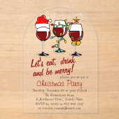 Weihnachts-Party Drinks Cocktails Weingläser Acryleinladungen (Vorderseite)