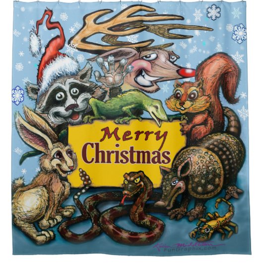 Weihnachts-Party Duschvorhang (Vorderseite)