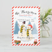 Weihnachts-Party einladen mit Schneemann Einladung (Stehend Vorderseite)