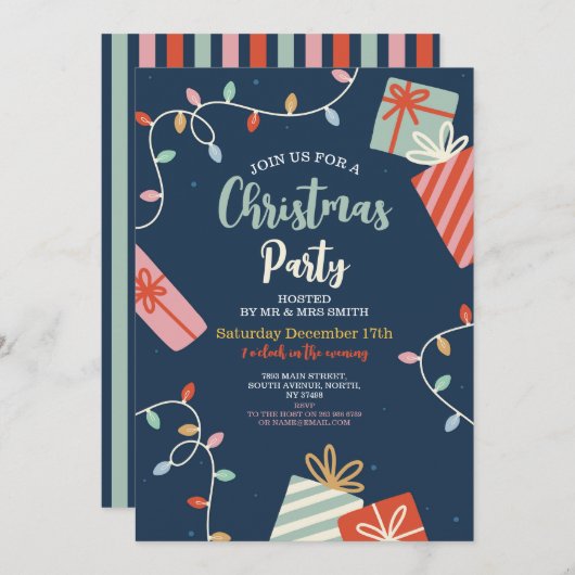 Weihnachts-Party Einladen zum Feiern Party Bäume G Einladung (Vorne/Hinten)