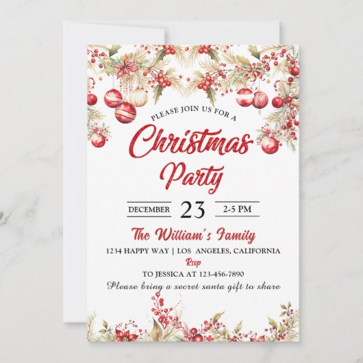 Weihnachts-Party Einladung (Vorderseite)