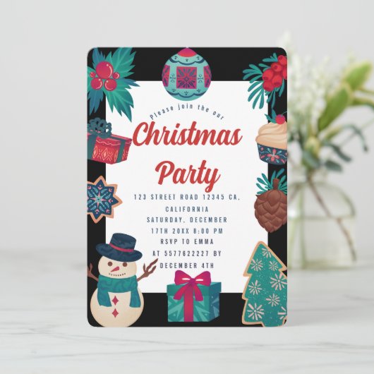 Weihnachts-Party Einladung (Stehend Vorderseite)