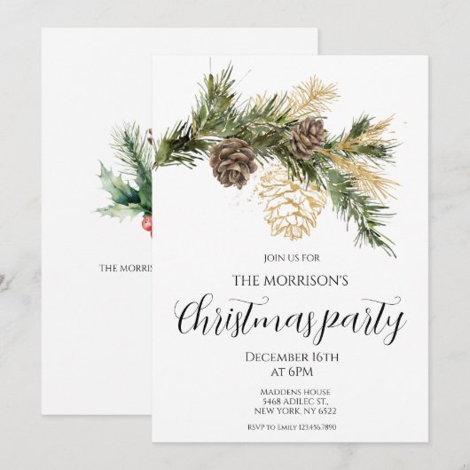 Weihnachts-Party Einladung (Vorne/Hinten)