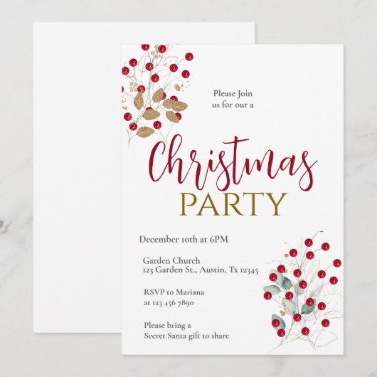 Weihnachts-Party Einladung (Vorne/Hinten)