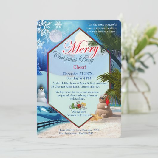 Weihnachts-Party Einladung (Stehend Vorderseite)