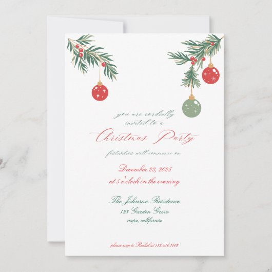 Weihnachts-Party Einladung (Vorderseite)