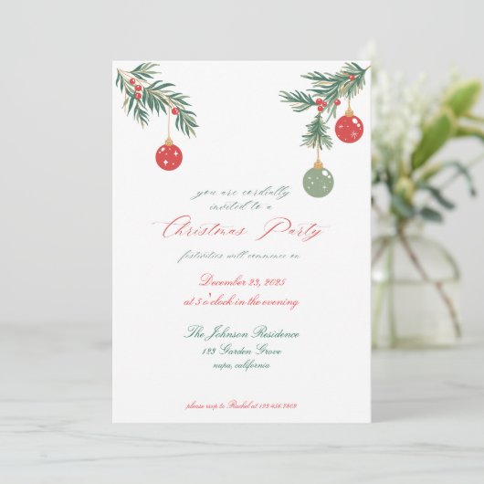 Weihnachts-Party Einladung (Stehend Vorderseite)