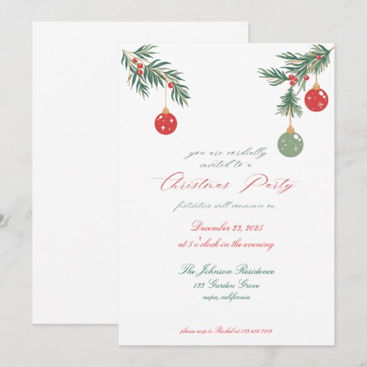 Weihnachts-Party Einladung (Vorne/Hinten)