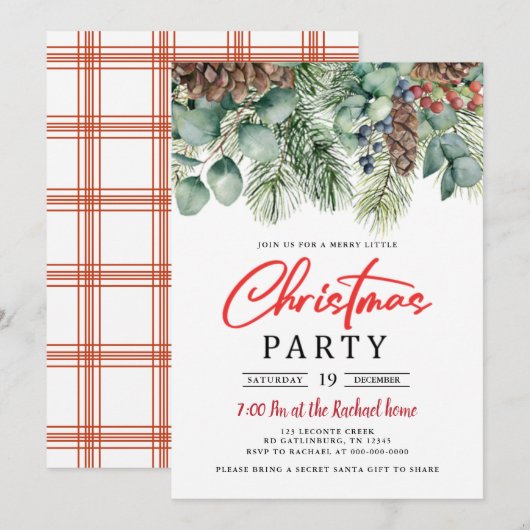 Weihnachts-Party Einladung (Vorne/Hinten)