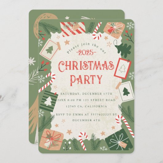 Weihnachts-Party Einladung (Vorne/Hinten)