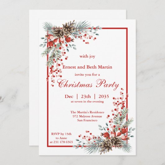 Weihnachts-Party Einladung (Vorne/Hinten)