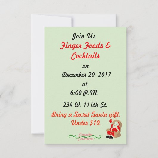 Weihnachts-Party Einladung (Rückseite)