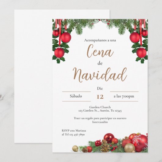 Weihnachts-Party Einladung (Vorne/Hinten)