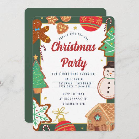 Weihnachts-Party Einladung (Vorne/Hinten)