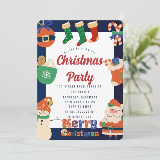 Weihnachts-Party Einladung (Stehend Vorderseite)