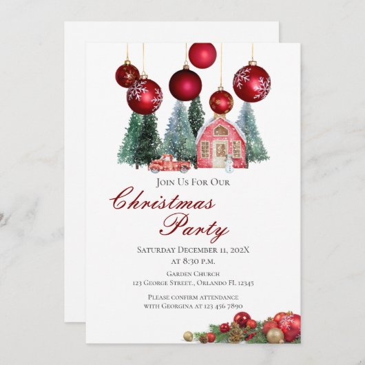 Weihnachts-Party Einladung (Vorne/Hinten)