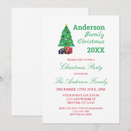 Weihnachts-Party Einladung (Vorne/Hinten)