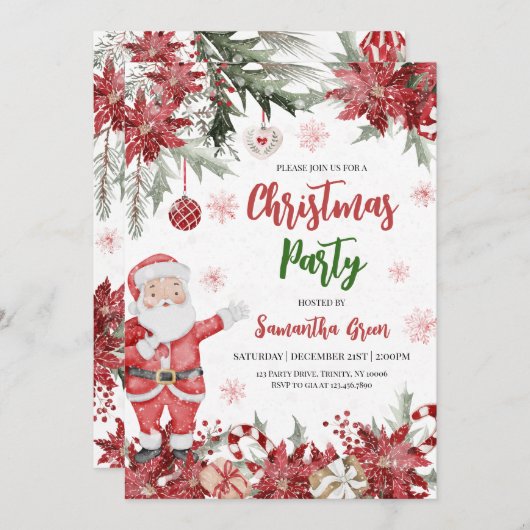 Weihnachts-Party Einladung (Vorne/Hinten)