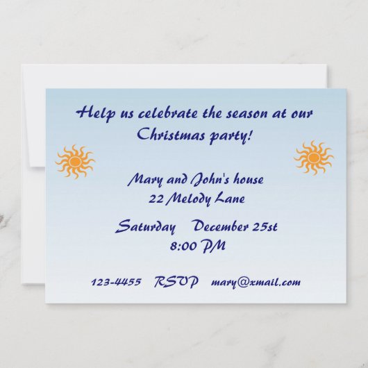 Weihnachts-Party Einladung (Rückseite)