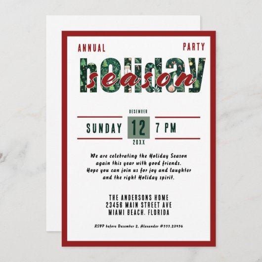 Weihnachts-Party Einladung (Vorne/Hinten)