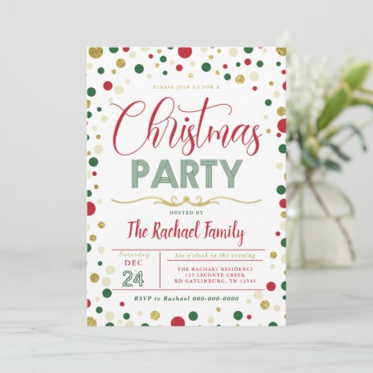 Weihnachts-Party Einladung (Stehend Vorderseite)