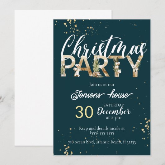 Weihnachts-Party Einladung (Vorne/Hinten)