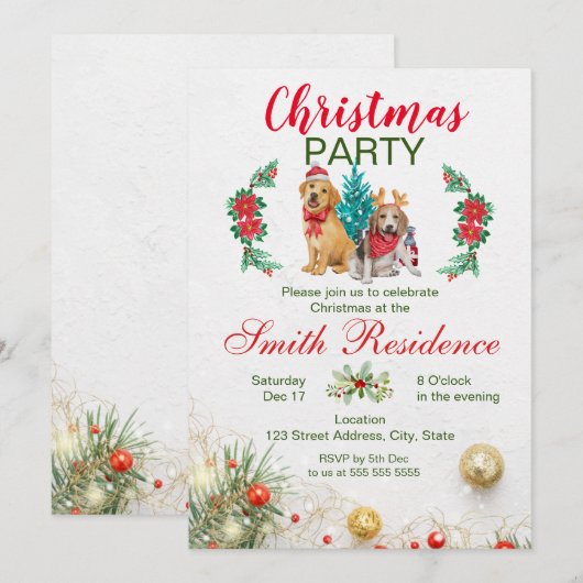 Weihnachts-Party Einladung (Vorne/Hinten)