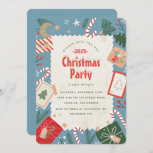 Weihnachts-Party Einladung (Vorne/Hinten)