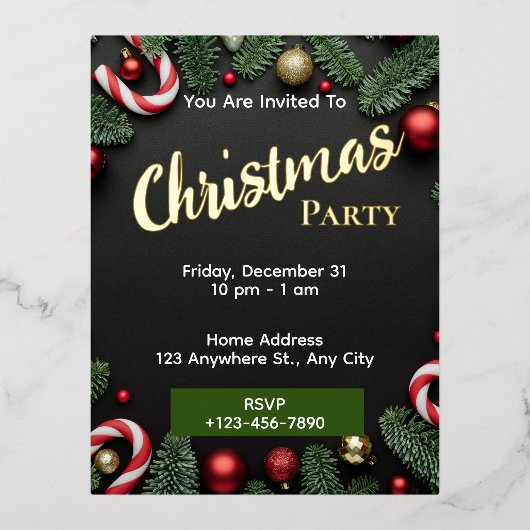 Weihnachts-Party Einladung bearbeitbare Fohlen Pos (Vorderseite)