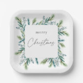 Weihnachts-Party Einladung Boho Spruce und Fir Pappteller (Vorderseite)