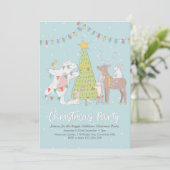Weihnachts-Party Einladung | Dekorationsbaum (Stehend Vorderseite)