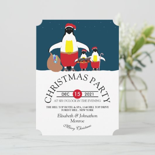 Weihnachts-Party Einladung der kleinen Helfer (Stehend Vorderseite)