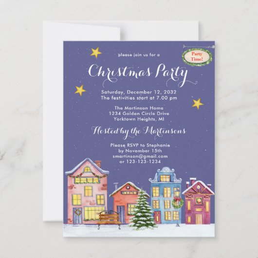 Weihnachts-Party Einladung des Snow Village (Vorderseite)