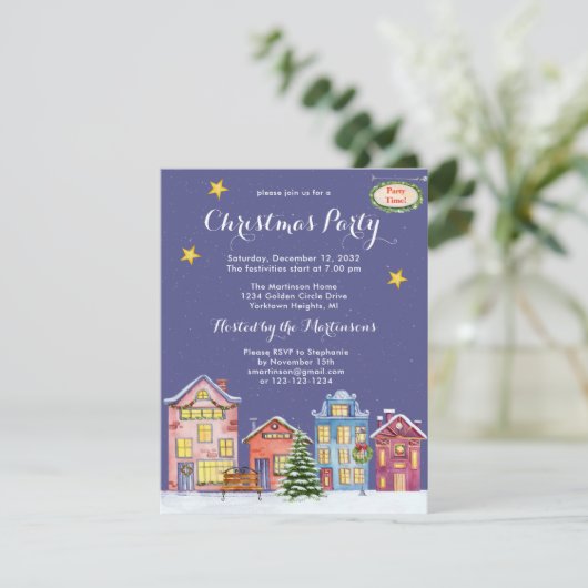 Weihnachts-Party Einladung des Snow Village (Stehend Vorderseite)