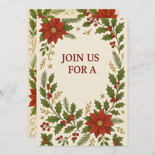 Weihnachts-Party Einladung | elegant (Vorne/Hinten)