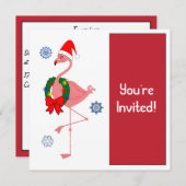 Weihnachts-Party Einladung Flamingo in Weihnachtsm (Vorne/Hinten)