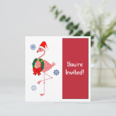Weihnachts-Party Einladung Flamingo in Weihnachtsm (Stehend Vorderseite)